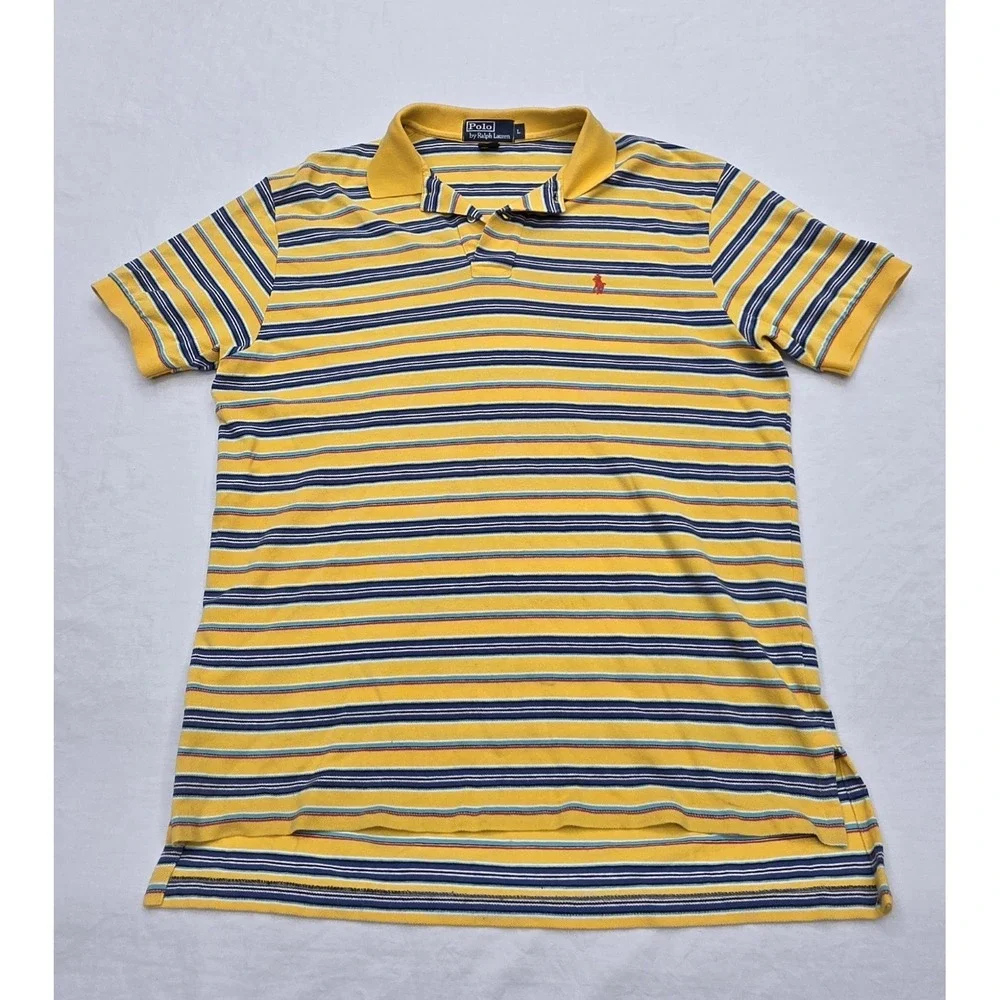 Polo By Ralph Lauren Men's Multicolored Striped 100% Cotton Polo Size Large